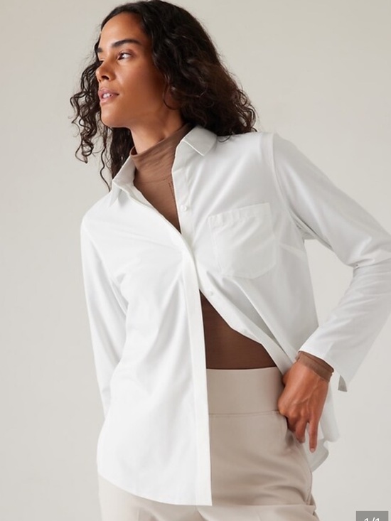 Athleta Tops - Athleta Everlasting White Wrinkle Resistant Business Casual UPF 50+ Button Down